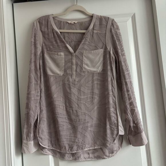 Rebecca Taylor Tops - Rebecca Taylor Silk Burnout Sheer Lavender Textured Blouse Top 10 Popover